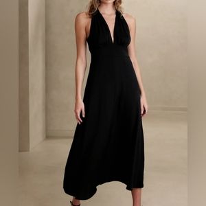 Banana Republic wrap waist black maxi dress size 6 tall NWT